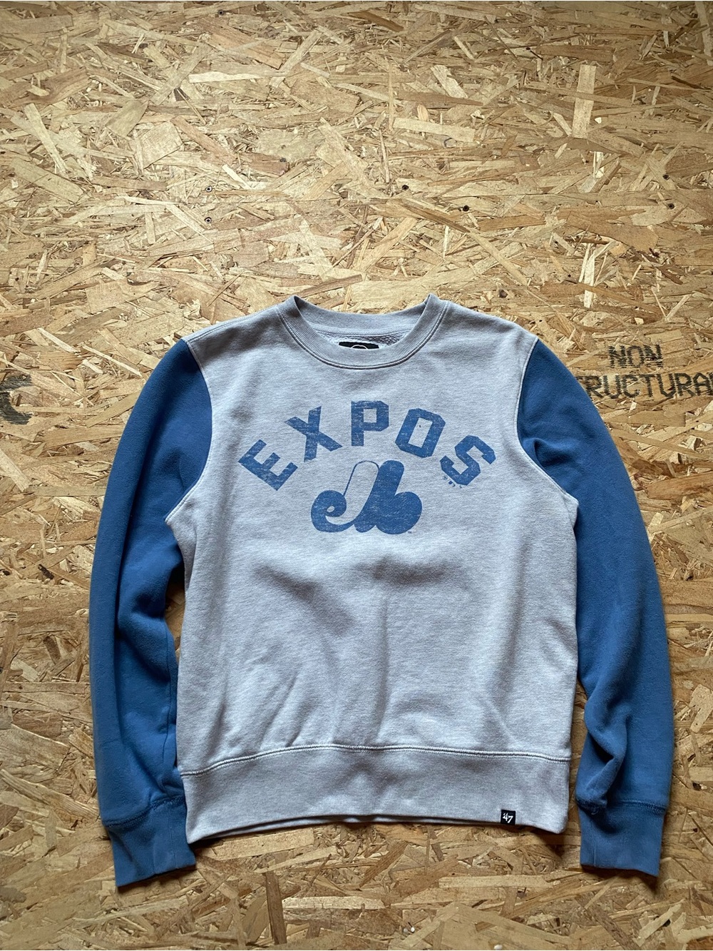 47 Expos Two-Tone Crewneck Sweatshirt - Gray & Blue